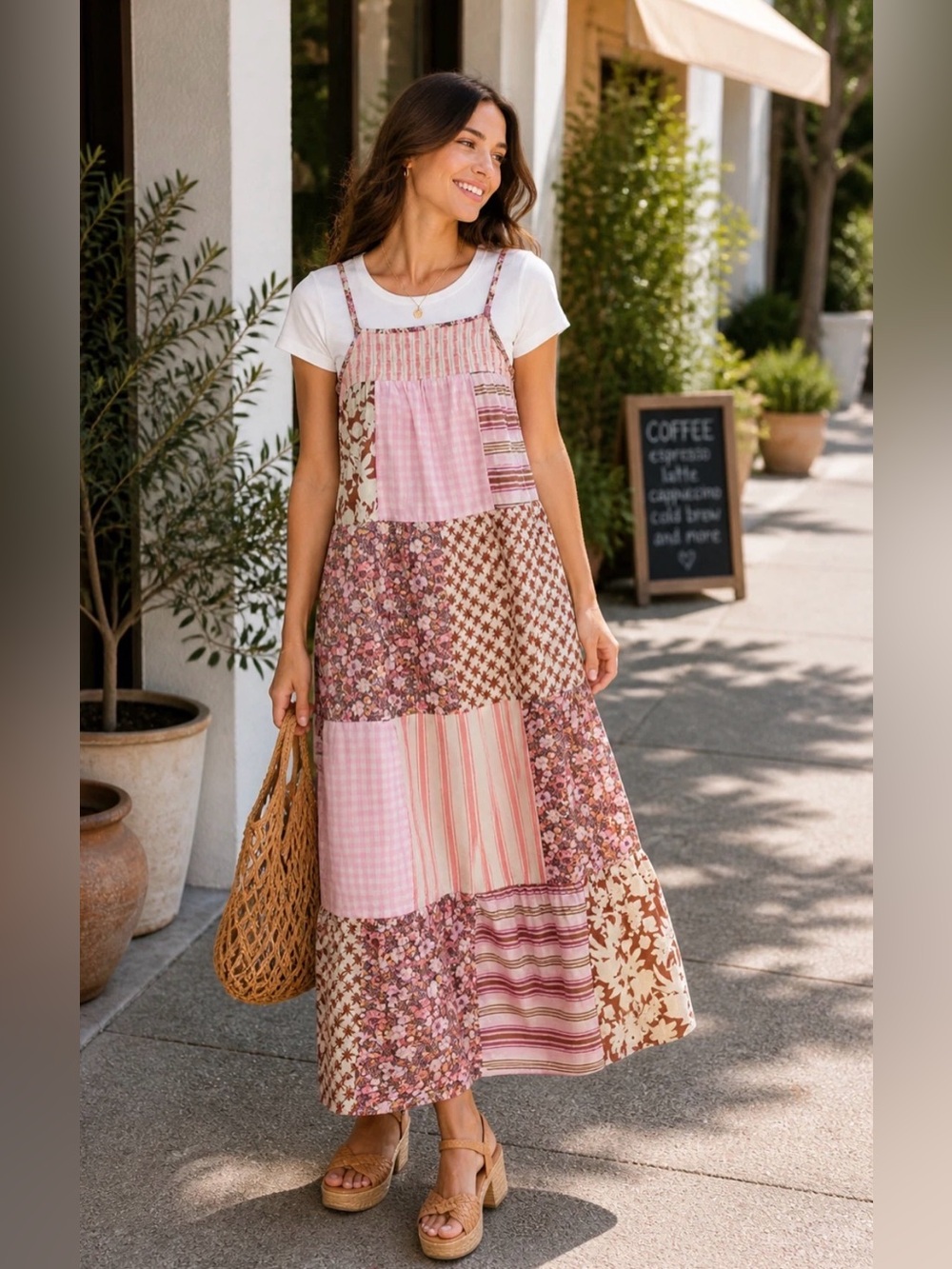 Universal Thread Patchwork Floral Sleeveless Maxi Cottagecore Boho Beachy Dress